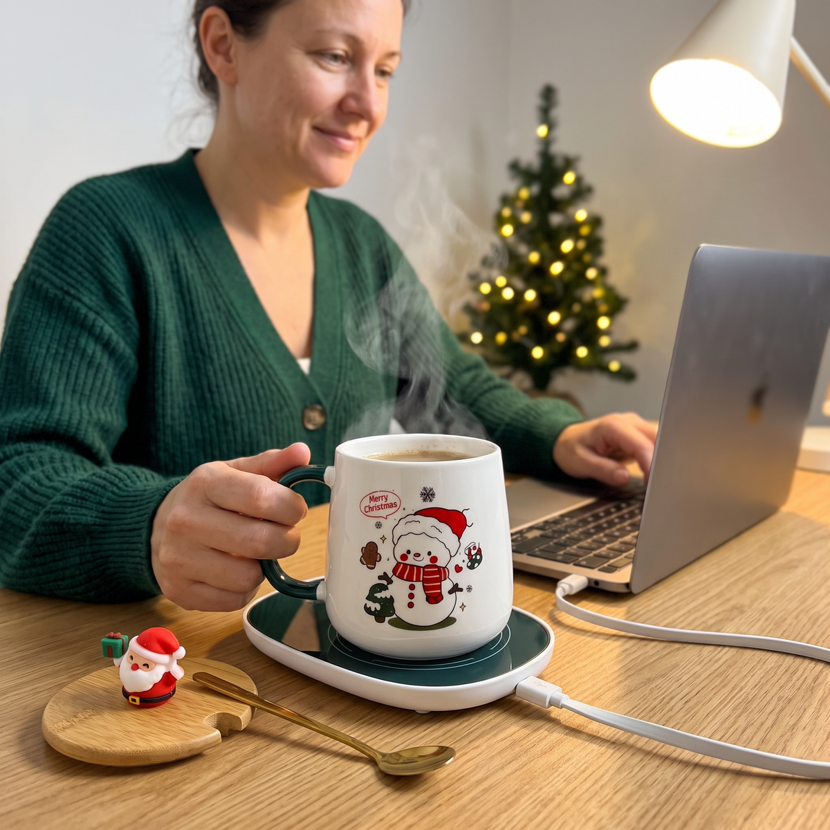Christmas Mug with Electric Warmer