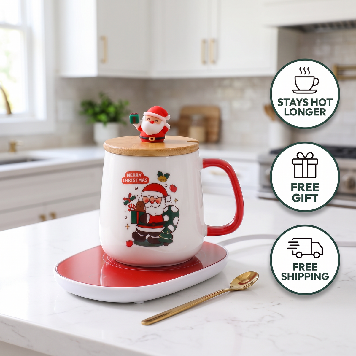 Christmas Mug with Electric Warmer