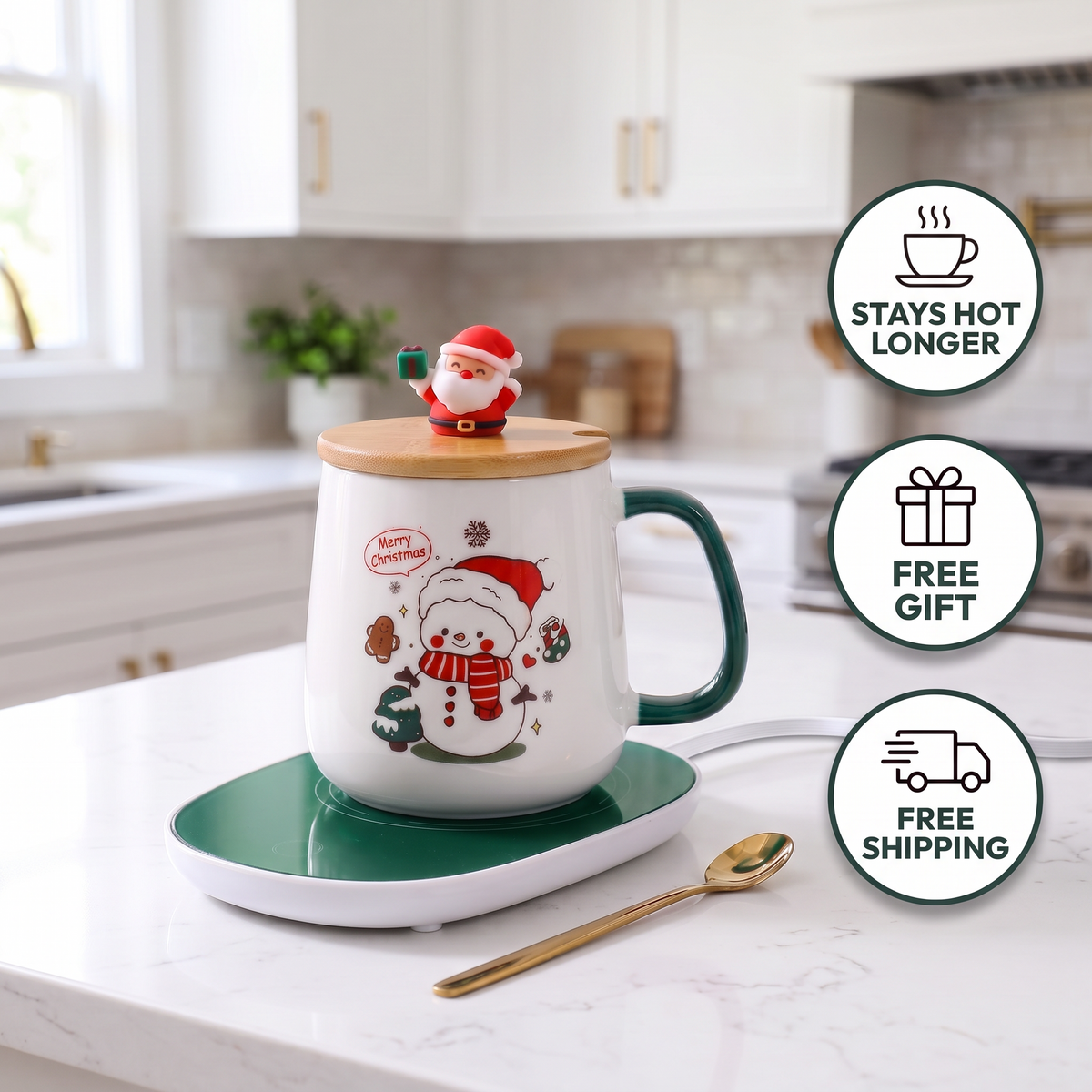 Christmas Mug with Electric Warmer